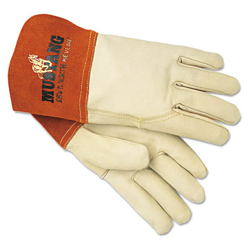 MCR™ Safety Mustang Mig-tig Leather Welding Gloves, White-russet, Large, 12 Pairs freeshipping - TVN Wholesale